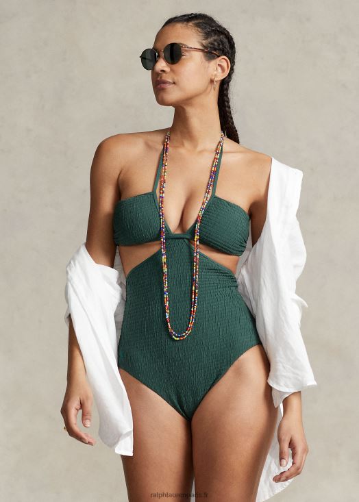maillot de bain une pièce à découpes 46T60T3137 femmes Ralph Lauren bouteille verte
