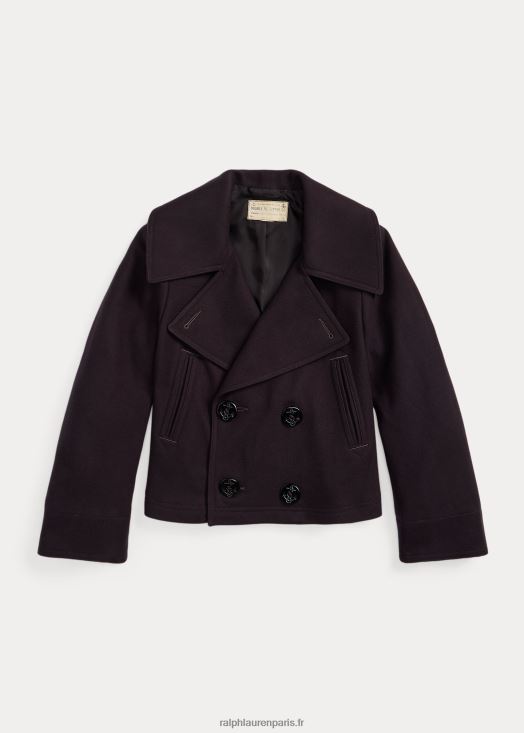caban melton raccourci en laine mélangée 46T60T3672 femmes Ralph Lauren marine