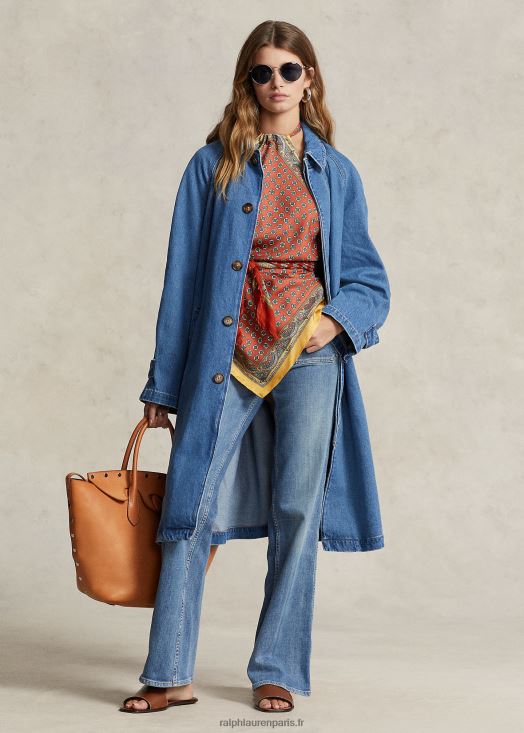 manteau de voiture en jean 46T60T3177 femmes Ralph Lauren lavage bacamacari