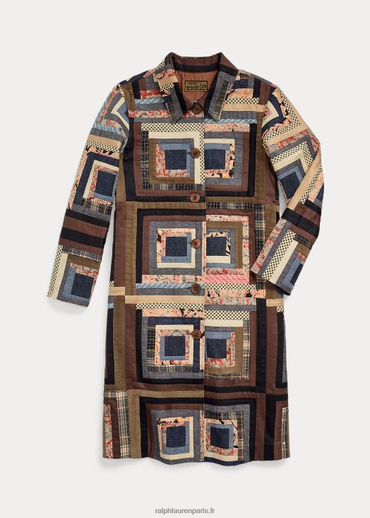 manteau patchwork en édition limitée 46T60T3656 femmes Ralph Lauren rouge/beige multi