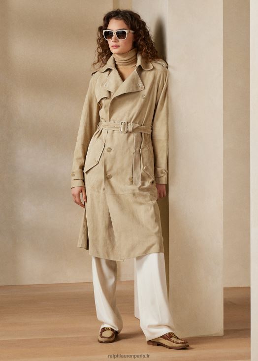 trench-coat en daim d'agneau baird 46T60T3558 femmes Ralph Lauren miel pâle