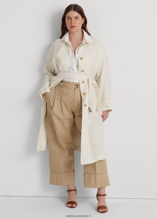 trench en lin à chevrons ceinturé 46T60T4698 femmes Ralph Lauren crème de mascarpone