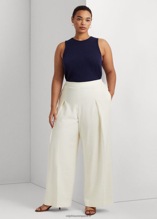 pantalon ample en crêpe à plis 46T60T4779 femmes Ralph Lauren crème naturelle - Cliquez sur l'image pour la fermer