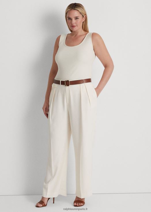 pantalon ample plissé en georgette 46T60T4663 femmes Ralph Lauren crème de mascarpone - Cliquez sur l'image pour la fermer