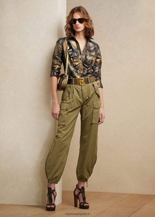 pantalon cargo en sergé de coton et lin charlee 46T60T3582 femmes Ralph Lauren vert lichen - Cliquez sur l'image pour la fermer