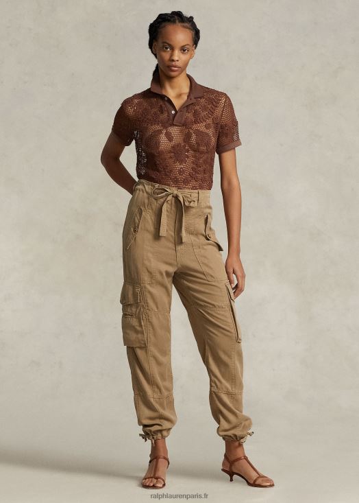 pantalon cargo en sergé de lin mélangé 46T60T9199 femmes Ralph Lauren