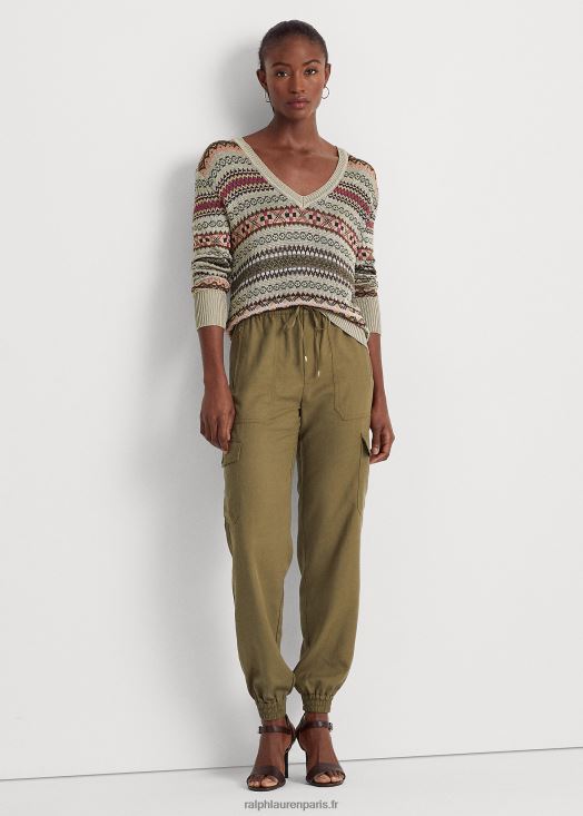 pantalon cargo en sergé à la cheville 46T60T3794 femmes Ralph Lauren fougère olive - Cliquez sur l'image pour la fermer