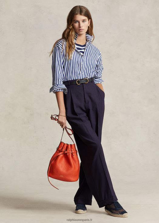 pantalon droit en laine mélangée 46T60T9123 femmes Ralph Lauren marine - Cliquez sur l'image pour la fermer
