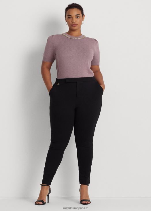 pantalon droit en point de Rome 46T60T4722 femmes Ralph Lauren noir