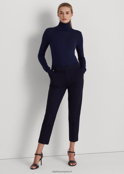 pantalon droit en point de Rome 46T60T9459 femmes Ralph Lauren marine