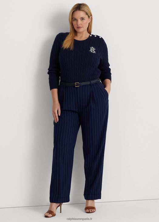 pantalon droit en sergé à fines rayures 46T60T4801 femmes Ralph Lauren raffiné marine/blanc - Cliquez sur l'image pour la fermer