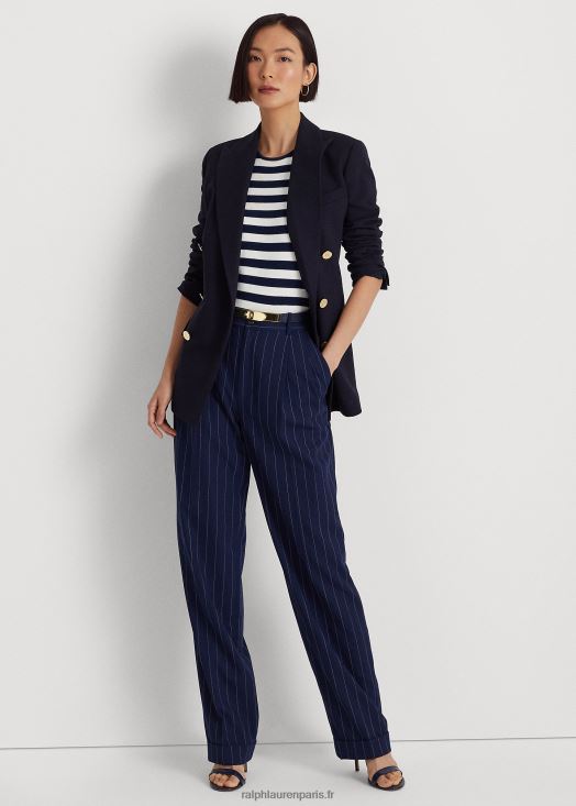 pantalon droit en sergé à fines rayures 46T60T4888 femmes Ralph Lauren raffiné marine/blanc