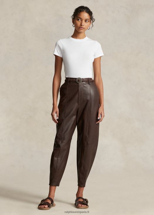 pantalon fuselé en cuir d'agneau 46T60T9203 femmes Ralph Lauren le tabac - Cliquez sur l'image pour la fermer