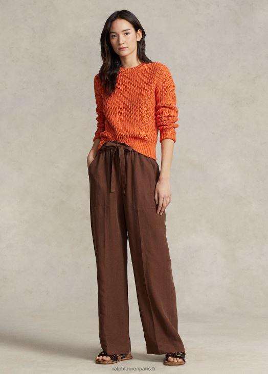 pantalon large en soie mélangée 46T60T3171 femmes Ralph Lauren Chocolat brun