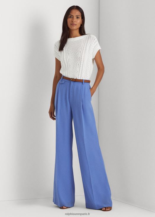 pantalon plissé en georgette 46T60T4893 femmes Ralph Lauren bleu de la nouvelle angleterre - Cliquez sur l'image pour la fermer