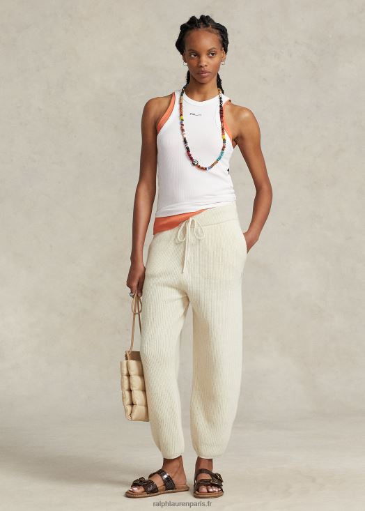 pantalon pull côtelé en cachemire et laine 46T60T3125 femmes Ralph Lauren crème de parchemin - Cliquez sur l'image pour la fermer