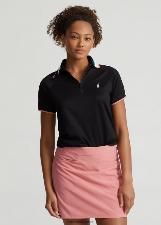 polo ajusté à fermeture éclair quart de tour 46T60T9400 femmes Ralph Lauren noir/rose du désert - Cliquez sur l'image pour la fermer