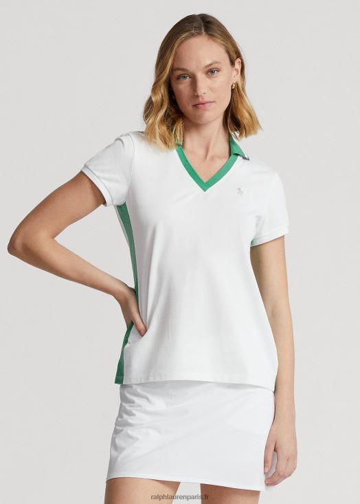 polo de cricket coupe ajustée 46T60T3726 femmes Ralph Lauren blanc céramique/vert radeau