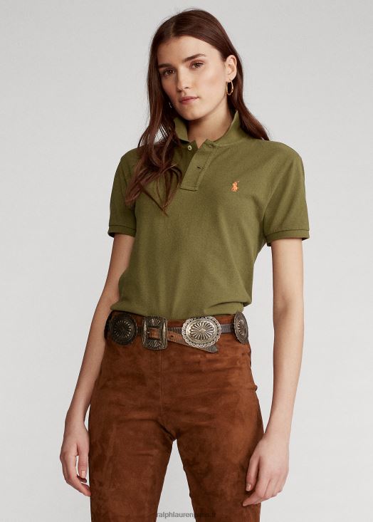 polo en maille coupe classique 46T60T9225 femmes Ralph Lauren olivier à baldaquin - Cliquez sur l'image pour la fermer