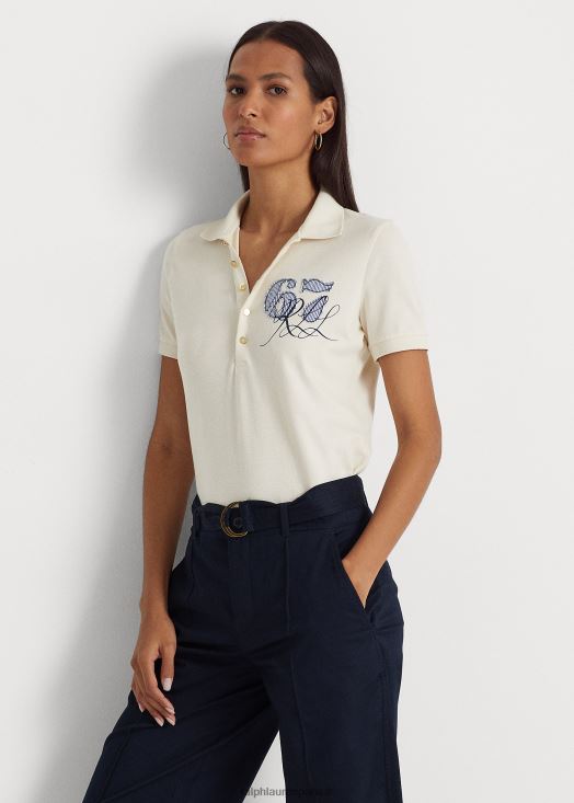 polo en piqué 46T60T4430 femmes Ralph Lauren crème de mascarpone