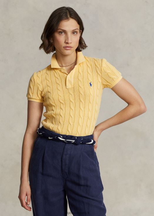 polo slim fit en maille torsadée 46T60T3020 femmes Ralph Lauren jaune d'automne