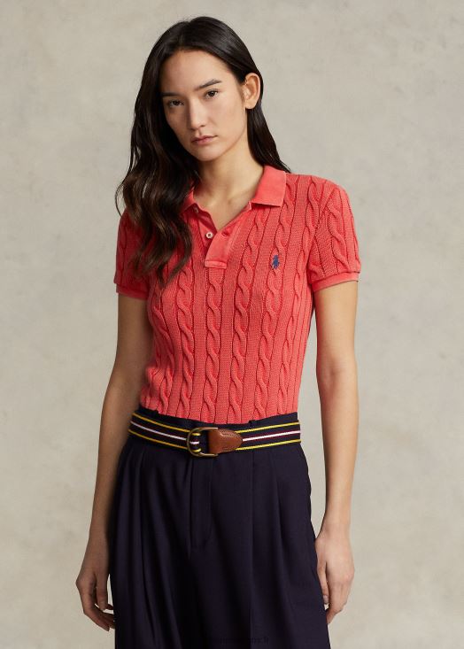 polo slim fit en maille torsadée 46T60T3021 femmes Ralph Lauren rl2000 rouge