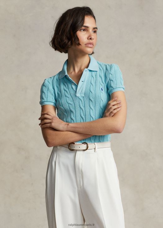 polo slim fit en maille torsadée 46T60T3022 femmes Ralph Lauren nova turquoise