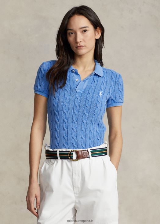 polo slim fit en maille torsadée 46T60T3023 femmes Ralph Lauren colby bleu