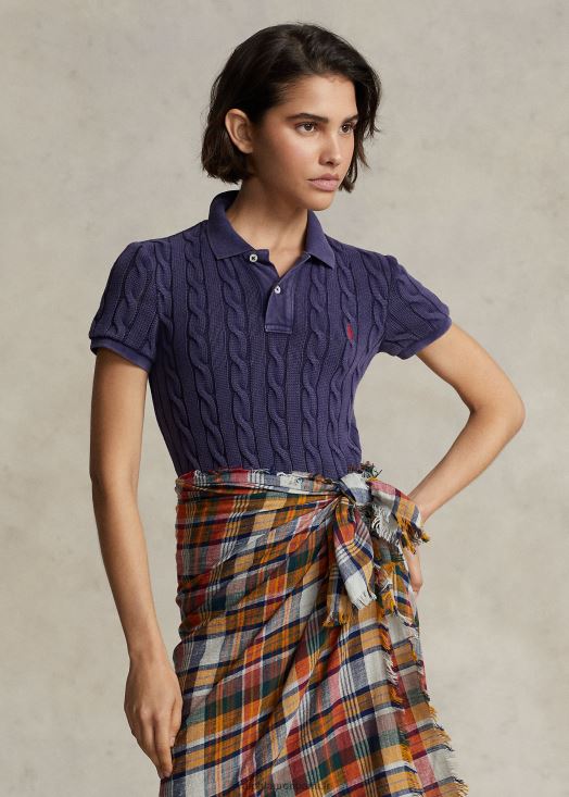 polo slim fit en maille torsadée 46T60T3024 femmes Ralph Lauren marine de newport