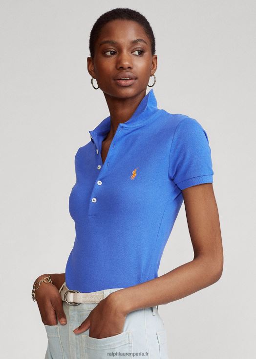 polo stretch coupe slim 46T60T3263 femmes Ralph Lauren nouveau bleu iris - Cliquez sur l'image pour la fermer