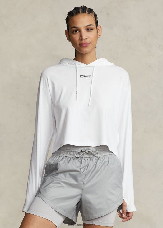 sweat à capuche crop en jersey de coton 46T60T3046 femmes Ralph Lauren en céramique blanche