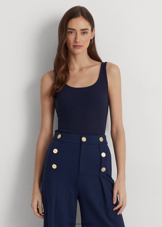 débardeur en coton mélangé 46T60T4312 femmes Ralph Lauren marine raffinée