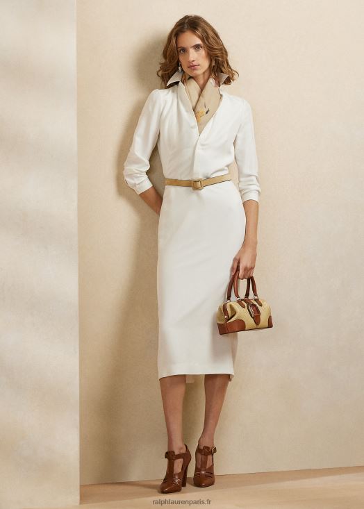 Robe de jour en shantung de soie Knowles 46T60T3540 femmes Ralph Lauren blanc