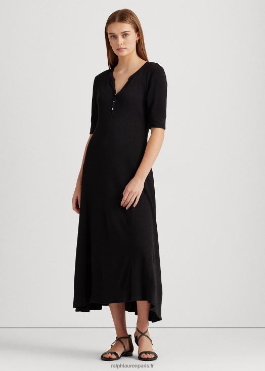 robe ajustée et évasée en coton 46T60T4485 femmes Ralph Lauren noir - Cliquez sur l'image pour la fermer