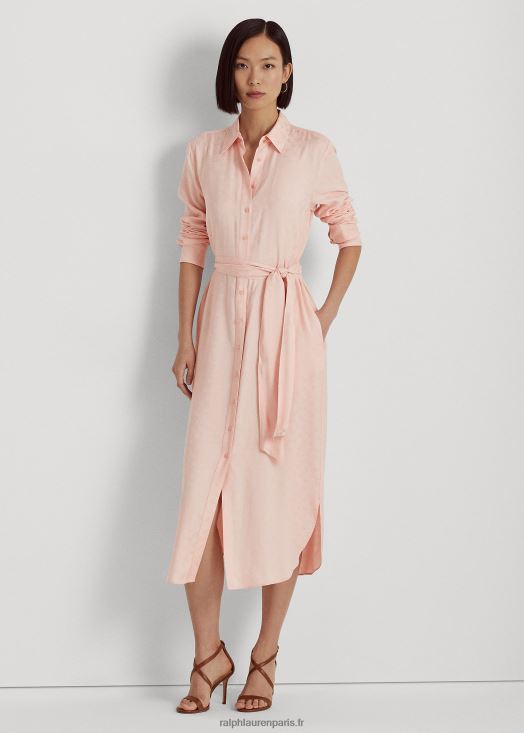 robe-chemise ceinturée en jacquard logo 46T60T4113 femmes Ralph Lauren rose pâle - Cliquez sur l'image pour la fermer