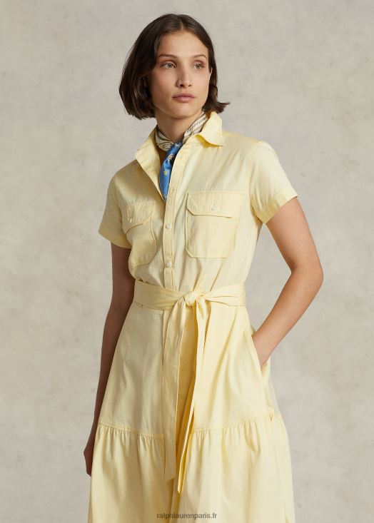 robe-chemise en coton à ceinture 46T60T2927 femmes Ralph Lauren jaune