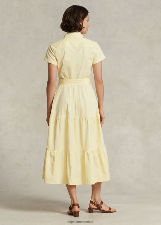 robe-chemise en coton à ceinture 46T60T2927 femmes Ralph Lauren jaune