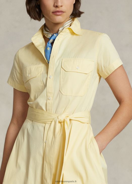 robe-chemise en coton à ceinture 46T60T2927 femmes Ralph Lauren jaune