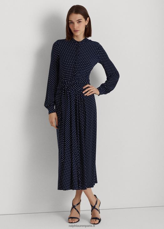 robe-chemise en jersey stretch à pois 46T60T4054 femmes Ralph Lauren marine/crème - Cliquez sur l'image pour la fermer