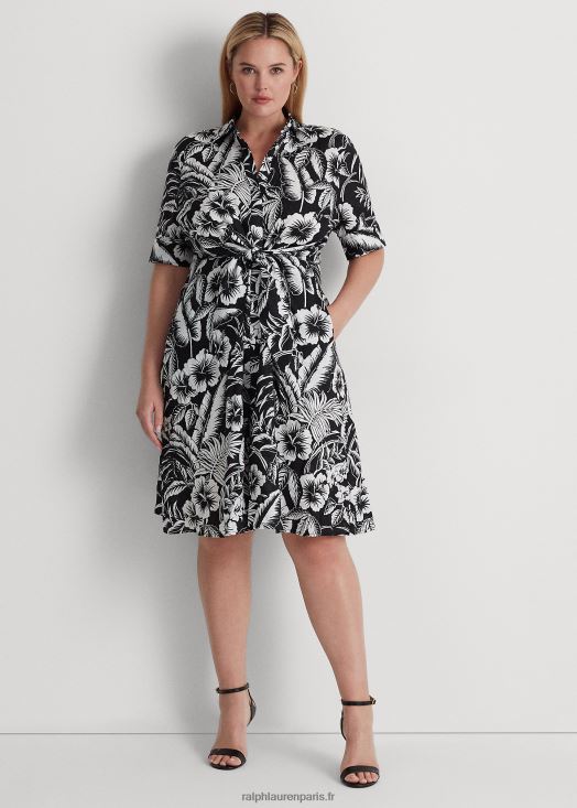 robe-chemise en lin à fleurs 46T60T4560 femmes Ralph Lauren noir blanc - Cliquez sur l'image pour la fermer