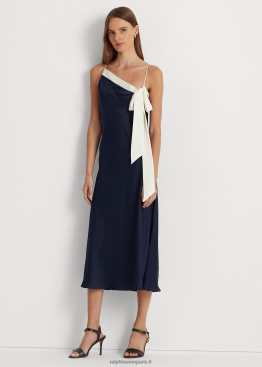 robe de cocktail en charmeuse bicolore 46T60T4093 femmes Ralph Lauren bleu marine/crème raffiné