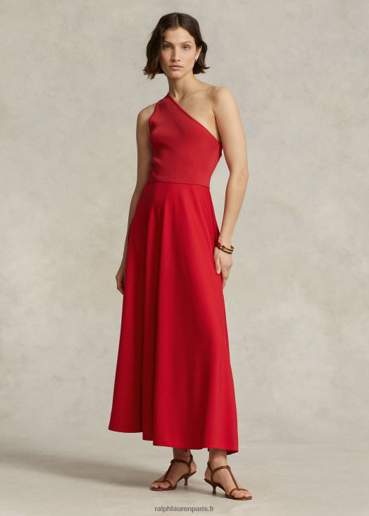 robe de cocktail hybride à une épaule 46T60T2983 femmes Ralph Lauren coucher de soleil rouge - Cliquez sur l'image pour la fermer