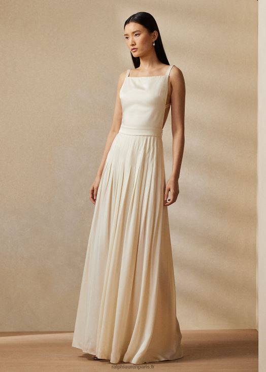 robe de soirée en satin à dos crêpe talbert 46T60T3543 femmes Ralph Lauren crème luxueuse