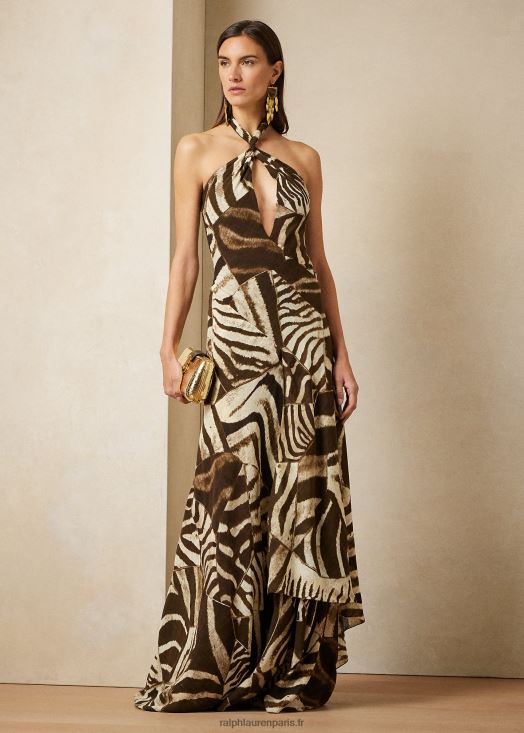 robe de soirée niccola à imprimé zébré 46T60T3599 femmes Ralph Lauren brun/crème multi