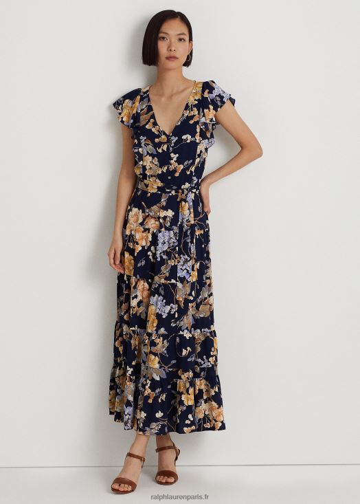 robe en crêpe à fleurs 46T60T4452 femmes Ralph Lauren marine multi - Cliquez sur l'image pour la fermer