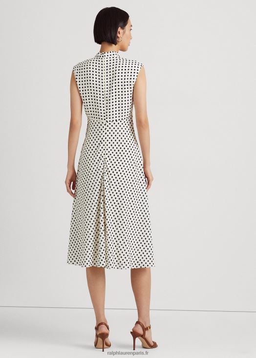 robe en georgette à col noué à pois 46T60T4427 femmes Ralph Lauren parchemin crème/marine