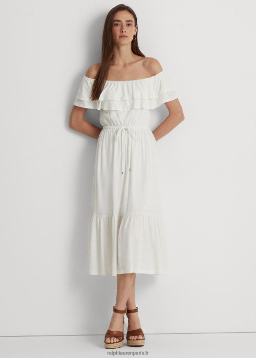 robe en jersey à épaules dénudées 46T60T3905 femmes Ralph Lauren blanc - Cliquez sur l'image pour la fermer