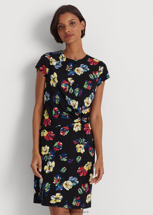 robe à manches courtes en jersey stretch à fleurs 46T60T4354 femmes Ralph Lauren multi noir