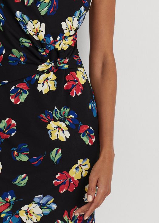 robe à manches courtes en jersey stretch à fleurs 46T60T4354 femmes Ralph Lauren multi noir