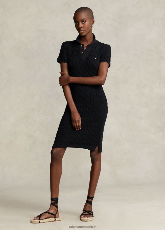 robe polo en coton torsadé coupe skinny 46T60T2954 femmes Ralph Lauren noir - Cliquez sur l'image pour la fermer